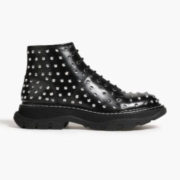 Alexander McQueen Shoes - ALEXANDER MCQUEEN Studded leather combat boots NEW sz 40